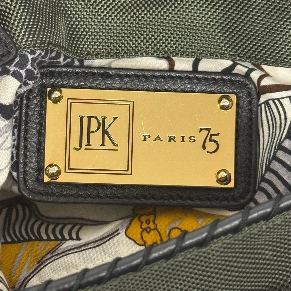 JPK Paris 75 Green Nylon Bucket Shoulder Bag Purse Tote w/Heavy Buckles 15